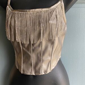 Glamorous Silver Embellished Crop Top